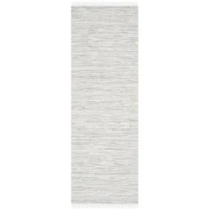 SAFAVIEH Rug 2'3" W x 11'7" L Cotton Material Solid Runner Indoor in Silver - Picture 1 of 6