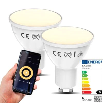 B.K.LICHT LED Smart Home Leuchtmittel WiFi Lampe dimmbar Licht Birne GU10 Alexa Google 5,5