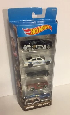 Paquete de 5 coches diecast Hot Wheels Batman V Superman nuevos sin abrir (2015 en caja) Foto 1 de 4