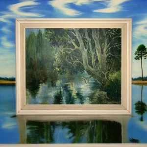 Orig Oil Painting on Canvas By Rowel Boyd Friers MBE (1920-1998) “River Scene” - Picture 1 of 14