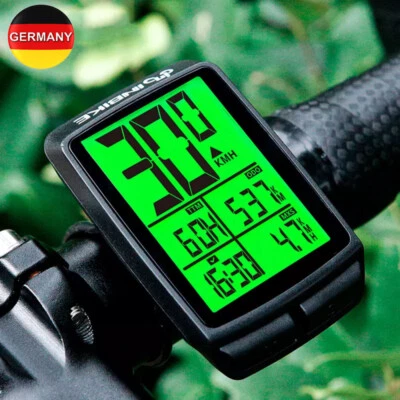 Ciclocomputer senza fili tachimetro LCD radio bicicletta contachilometri impermeabile - Immagine 1 di 4