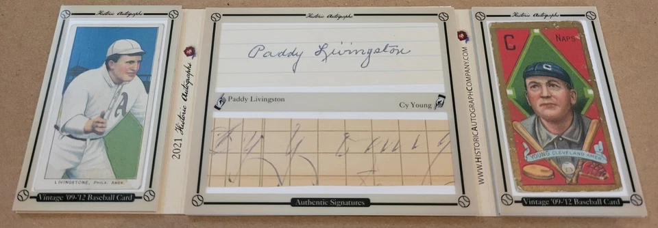 Autógrafos históricos T206 T205 1909 automático CY YOUNG (HOF) & PADDY LIVINGSTON Foto 1 de 4