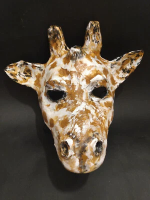 Original Paper Mache African Giraffe mask, Paper Mache Giraffe animal mask - Image 1 of 4