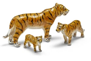 Saturno Silver and Enamel Tigers - Fully Hallmarked Sterling Silver - Picture 1 of 2