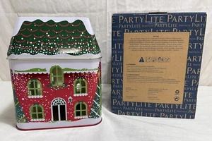 PartyLite Christmas Winter Village 3-wick Jar Candle Tin Candle Holder - Picture 1 of 12