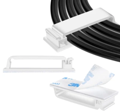 50 PIEZAS Clips de Cable Adhesivos Organizador de Cable Blanco para Escritorio Pared Coche TV Ethernet Foto 1 de 4