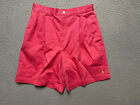 Ralph Lauren Golf Shorts Womens 10 Red Chino Flat Pleated Front Red Vintage