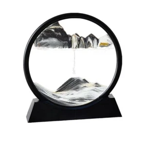 Moving Sand Art Picture In Motion Round Glass 3d Deep Sea Sandscape Display Flow - Picture 1 of 7