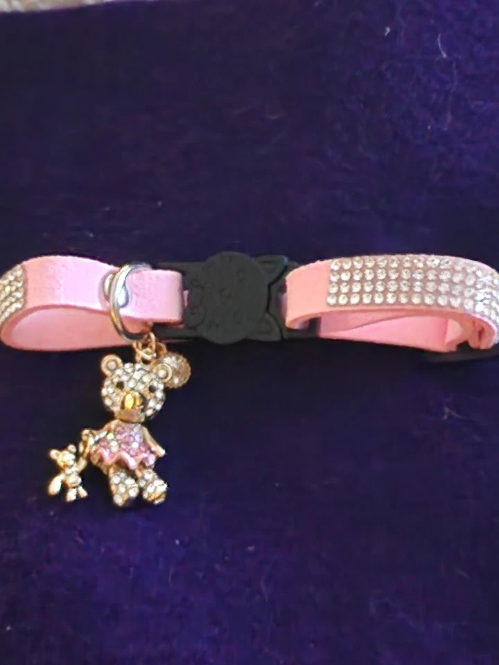 Collar brillante para joyas de gato/gatito, cuero, elige el color del cuello, nuevo, separable Foto 1 de 4