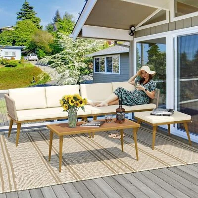 Juego de Tumbonas Desmontables Boho, 4 Piezas con Cojines para Patio y Jardín Uso Foto 1 de 4