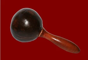 Kokosnuss-Rassel Instrument Handarbeit Folklore Shaker Maracas Handrassel Natur - Bild 1 von 1