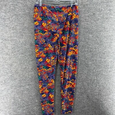 LulaRoe Leggings Women M Medium Blue Floral Mid Rise Capri Pull On Skinny Casual - Image 1 of 4