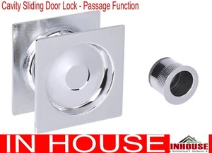 Cavity Sliding door Lock Handles Pull Passage function Chrome finish Finger Pull - Picture 1 of 1