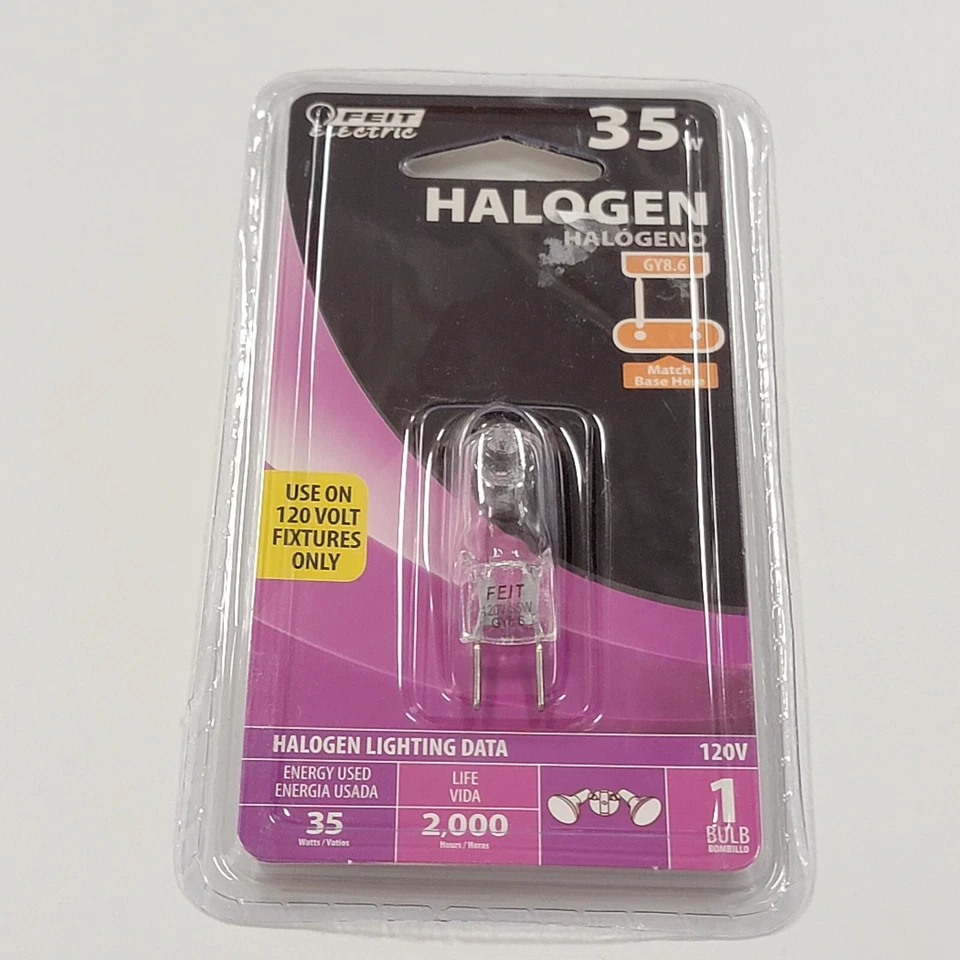 Feit 35 Watt Lightning Data Clear Bulb Dimmable BPQ35 GY8.6 Base 120V - Image 1 of 4