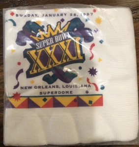 NEW Package Vintage Super Bowl Cocktail Napkins 1997 NEW ORLEANS - Picture 1 of 3