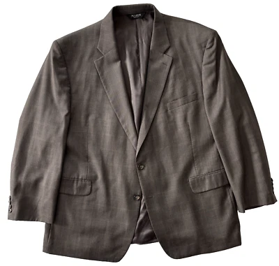 brown windowpane Jos A Bank wool all season blazer jacket sport suit coat 52 R - Image 1 of 4