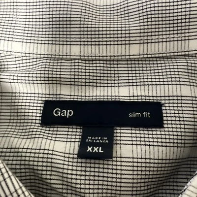 Gap Slim Fit Dress Shirt Men Sz XXL Gray White Black Long Sleeve Cotton NWOT - Изображение 1 из 4