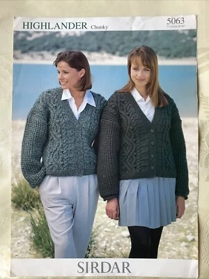 Sirdar knitting pattern 5063. Cardigan, Chunky, Aran stitches 28-40" Original - Image 1 of 3