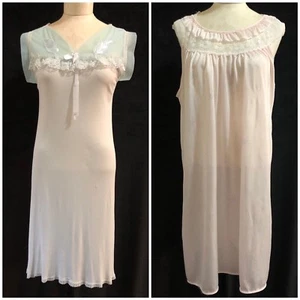 dos camisones de nylon vintage lencería talla s/m; Azul y rosa; Sin etiquetas (RF912) - Imagen 1 de 12
