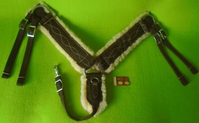 New POTTS LONGHORN HeavyDuty WIDE Fleece Roper Working Ranch BREAST COLLAR~4 TUG - Image 1 of 4