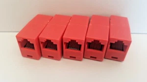 5X RED RJ45 joiners/cable extenders for Cat5, Cat5e. Cat6 cables - Picture 1 of 1