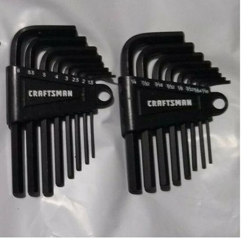 CRAFTSMAN SHORT ARM  16pc SAE/METRIC Allen / hex key  sets - Image 1 of 1