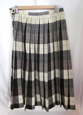 Falda Century of Boston Reversible Marrón/Crema Mezcla Lana A Cuadros Talla Cintura 29" Foto 1 de 4