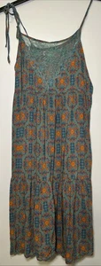 Natural Life Piper Mini Dress Sz XL, Teal Floral Sundress w/lace - Picture 1 of 10