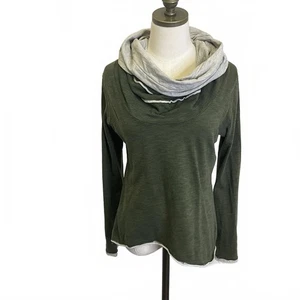 Juleselin Organics Damen Small Langarm olivgrün grau Stehkragen Oberteil - Bild 1 von 14