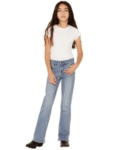 Rock & Roll Denim Girls' And  Striped Medium Wash Trouser Bootcut Jeans - - Picture 1 of 7