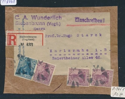 114668) Reco-Adressträger um 1921, RZ Siebenbrunn (Vogtland) Korkstempel - Bild 1 von 2