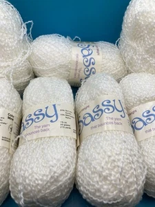 7 Skein Lot Columbia Minerva Sassy Sport Weight Yarn Color White Acrylic Boucle - Picture 1 of 5