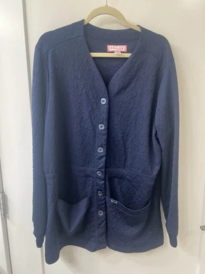 Blusa esfoliante Koi azul marinho manga longa com botões tamanho GG - Imagem 1 de 4