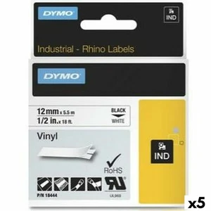 Ruban Laminé pour Etiqueteuses Rhino Dymo ID1-12 12 x 5,5 mm Noir Blanc Autoc - Imagen 1 de 2