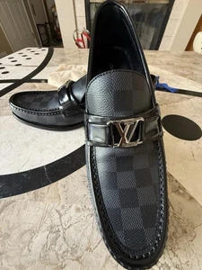 EUC Louis Vuitton Major Loafers Graphite Gray Damier UK size 6.5 US size 7.5 - Picture 1 of 10