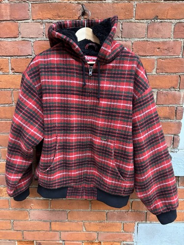 Giacca da lavoro Supreme 23FW a quadri in lana con cappuccio media usata poco RARA
