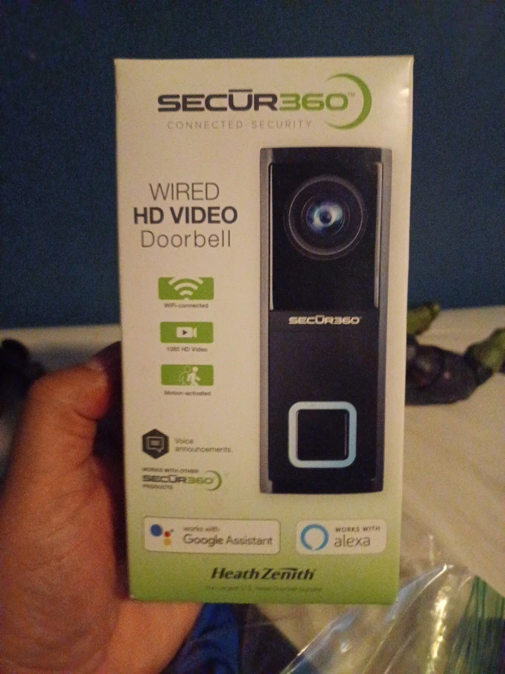 SECUR360 Heath Zenith Wired HD Video Doorbell Wi-Fi 1080 Hd Video Motion - Image 1 of 1