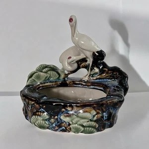 Plato/tazón vintage esmaltado de porcelana china para cigüeñas - Imagen 1 de 6