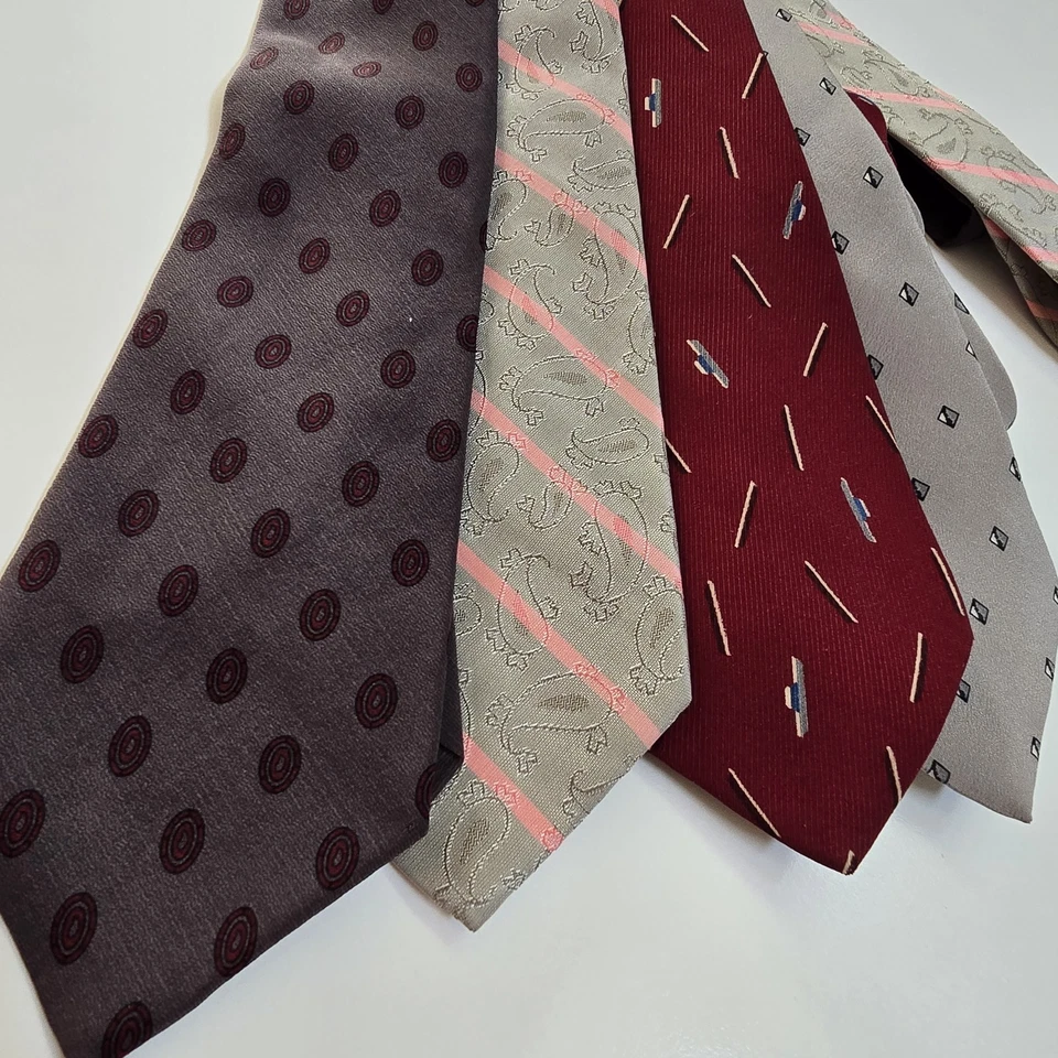 Lote x4 Corbata Enrico Pelle Para Hombre Cuello Repp Paisley Diamante Art Deco Gris Rojo Neutro Foto 1 de 4