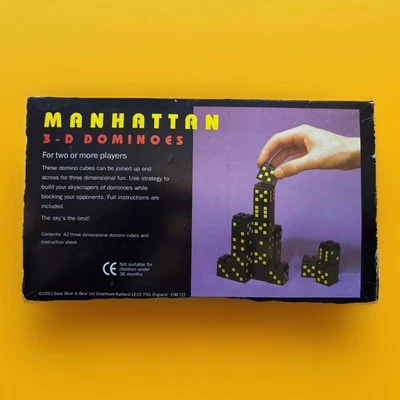 Vintage Manhattan 3-D dominoes game childrens kids toy play fun 2+ players @1993 - Image 1 of 4
