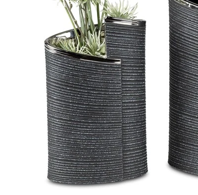 Deko Vase ANTHRAZIT WRAP H. 22cm B. 13,5cm silber grau Keramik Formano - Bild 1 von 2