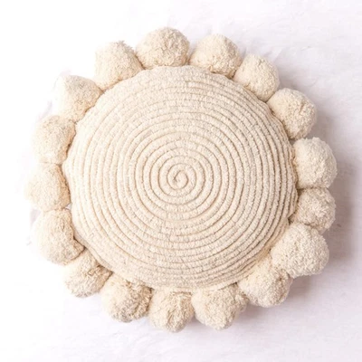 Bohemian Round Pillow Cover 12 Inch | 100% Cotton Decorative Pillow Hand Tuft... - Image 1 of 4