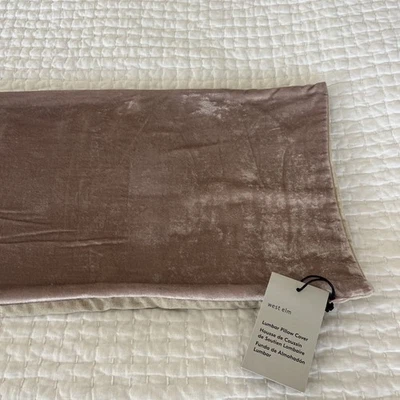 West Elm Lush Velvet LUMBAR Pillow Cover Dusty Blush  12 x 48" NWT - Image 1 of 4