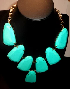 Kendra Scott Harlow Halskette türkis blau grün goldfarben Statement - Bild 1 von 7