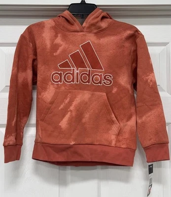 ADIDAS ' TYE-DYE LOGO HOODIE ' PEACH ' BOYS ' SIZE SMALL (8) - Image 1 of 3