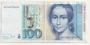 GERMANY 100 Deutsche Mark 1996, P-46 Prefix GU, Original EF/AU, Fed Republic. - Picture 1 of 2