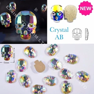 3D Cristal AB CALAVERA Estrás Plana Uñas Estrás Estrás Dijes Diamante Joyería Halloween - Imagen 1 de 18