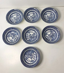 Lot of 7 Churchill England Blue Willow 6" Cereal Fruit Small Bowls - Picture 1 of 5