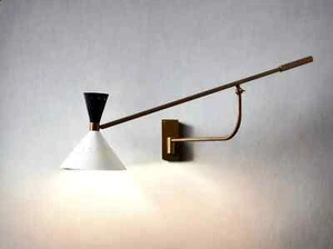 Italian Vintage Brass Wall Sconce With Long Swing Arm Wall Lamp Light Handmade - Picture 1 of 8