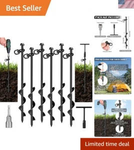 Heavy Duty Ground Anchor Screw Metal Stakes for Swing Trampoline Tents 6 Pack - Picture 1 of 8